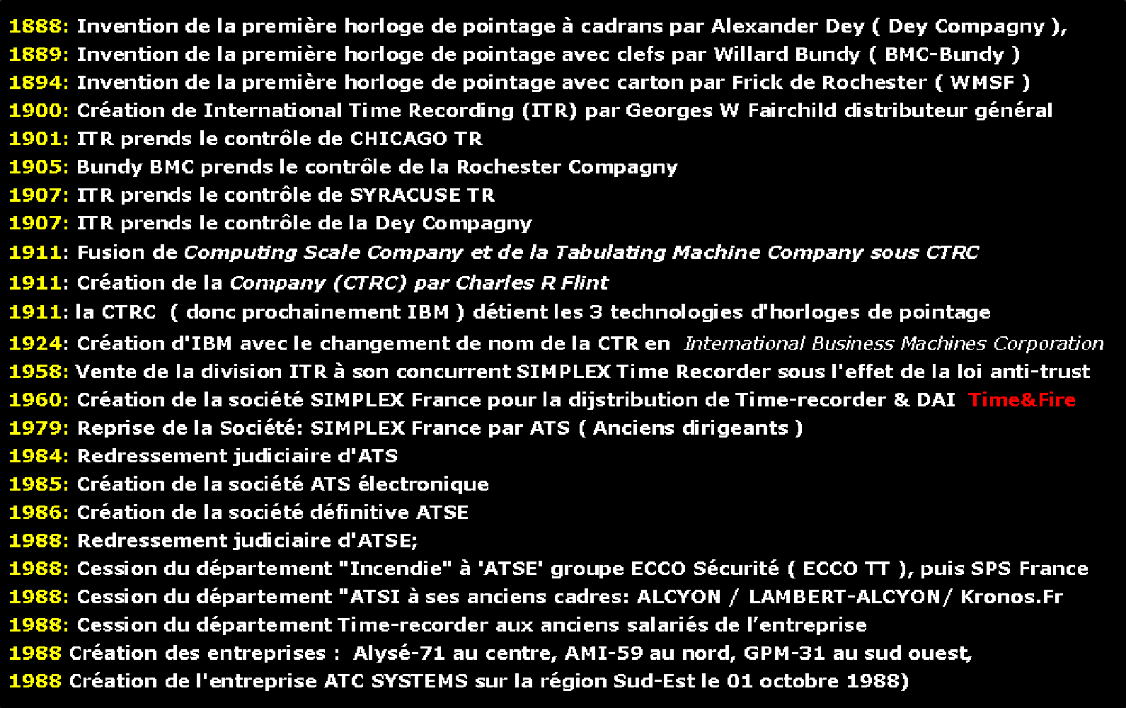 Evolution des pointeuses industrielles de Dey à IBM et ATC Systems