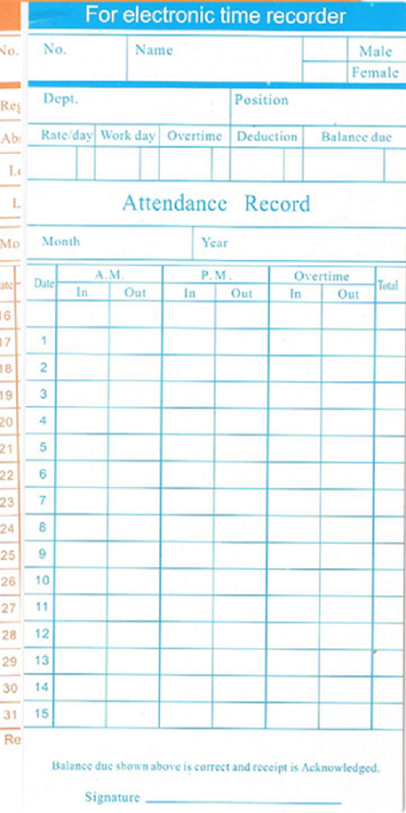 fiche de pointage mensuelle